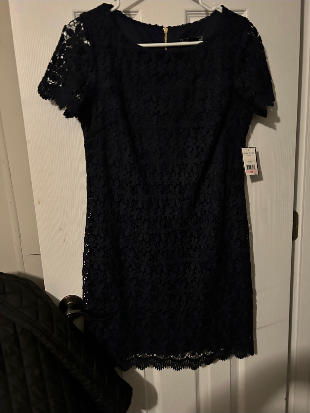 Jessica Howard Navy Lace Short Sleeve Sheath Dress